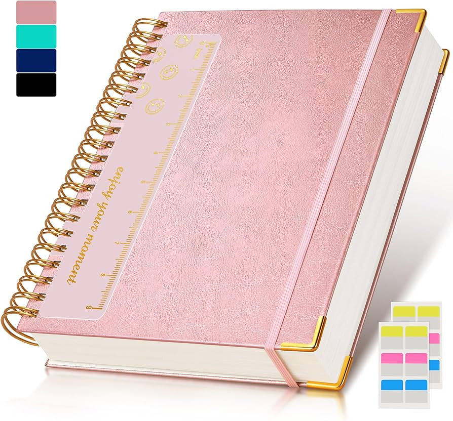 Spiral Notebook Journal 8.5” x 11”, 300 Pages Hardcover Leather Lined Journals for Women Men,... | Amazon (US)