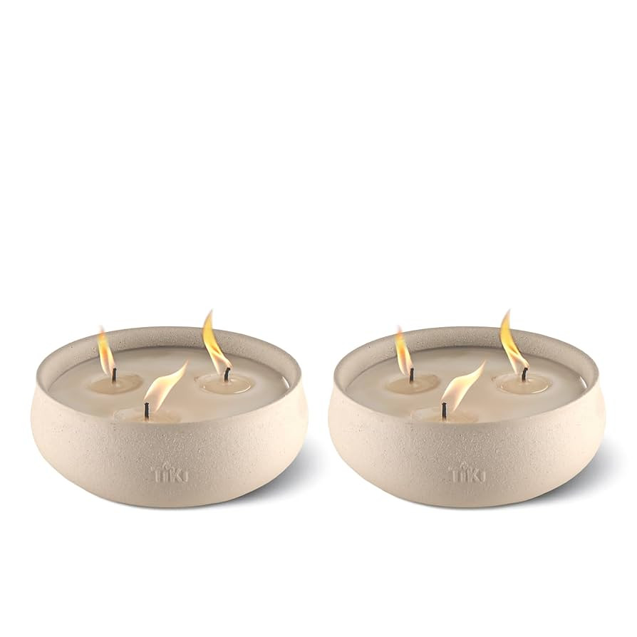 Citronella Candle 2-Pack – 7-Inch White Wax Bowl with Concrete Finish – Outdoor Decorative Ca... | Amazon (US)