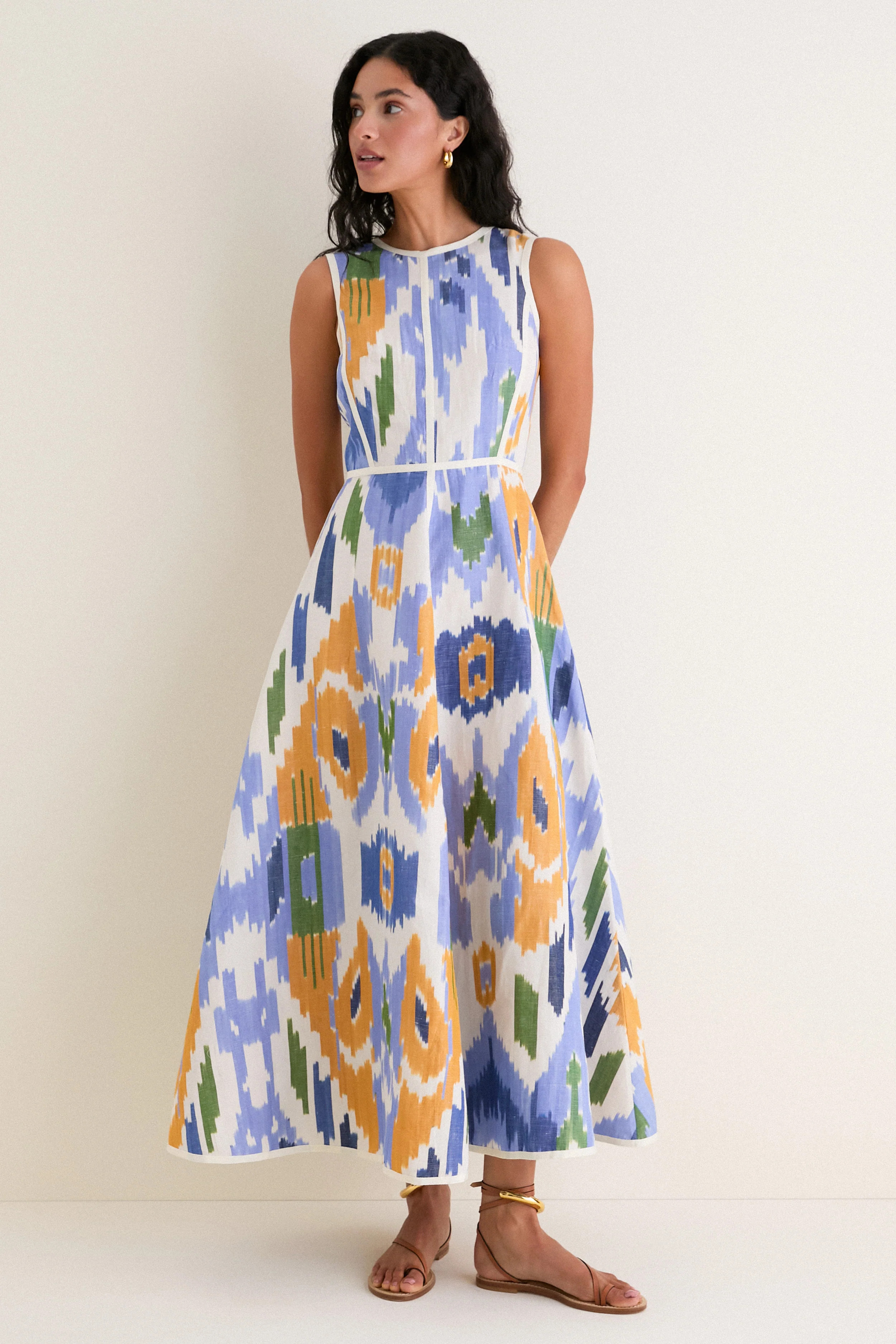 Blue Watercolor Ikat Clodette Maxis Dress | Tuckernuck (US)