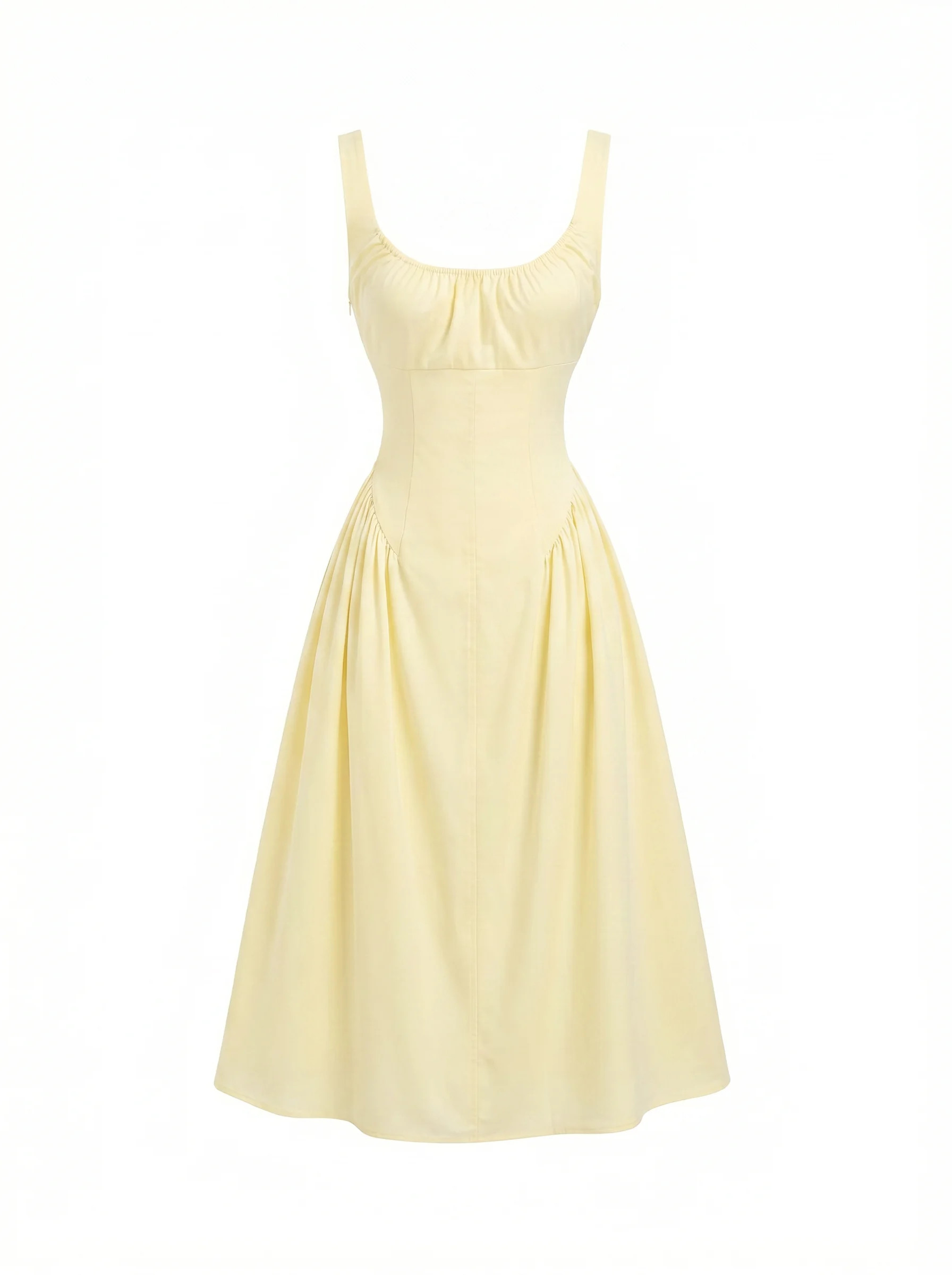 Cotton Cotton Scoop Neckline A-line Midi Dress For Daily Casual Work | Cider