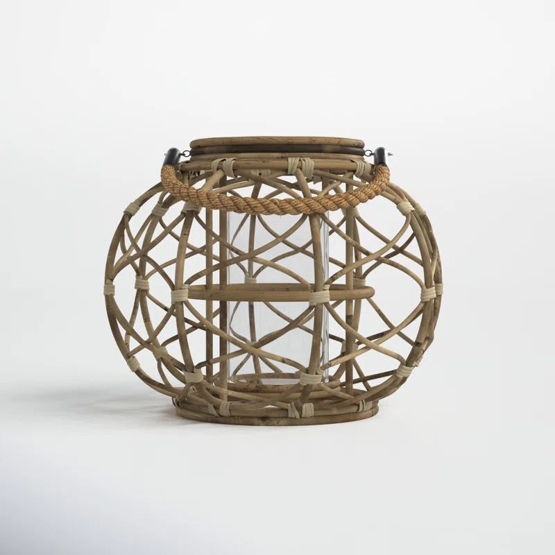 Round Rustic Woven Rattan Lantern | Wayfair North America