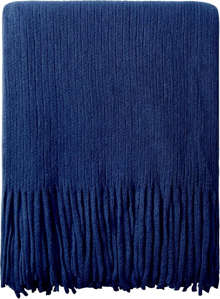 NTBAY Acrylic Knitted Throw Blanket, Lightweight and Soft Cozy Decorative Woven Blanket with Tass... | Amazon (US)