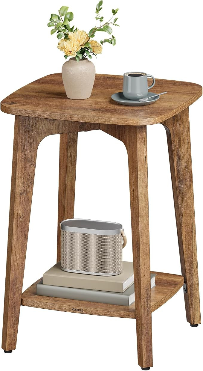 VASAGLE MAEZO Collection - Side Table, 2-Tier Small Square End Table, Nightstand with Tapered Leg... | Amazon (US)