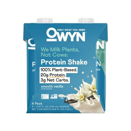 OWYN - 100% Vegan Plant-Based Protein Shakes, Smooth Vanilla, 11.14 Fl Oz, Pack of 4 | Walmart (US)