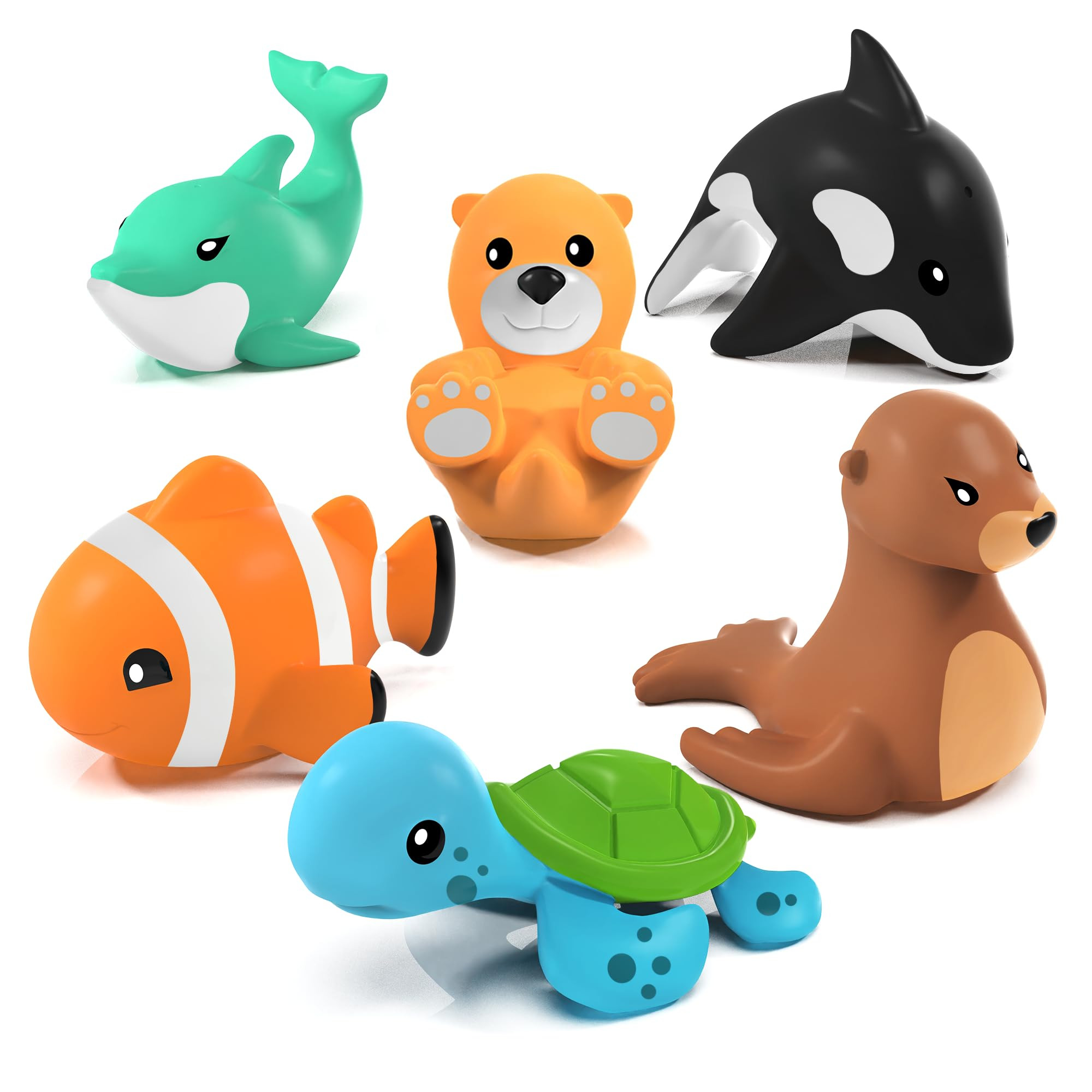 Tub Works® Marine™ Mold Free Bath Toys, 6 Pack | Sealed, No Hole Bath Toys Design Keeps Moistu... | Amazon (US)