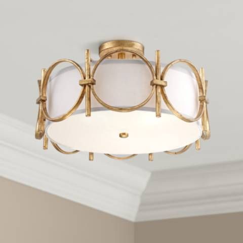 Francis 18 1/4" Wide Gold Drum Ceiling Light | LampsPlus.com