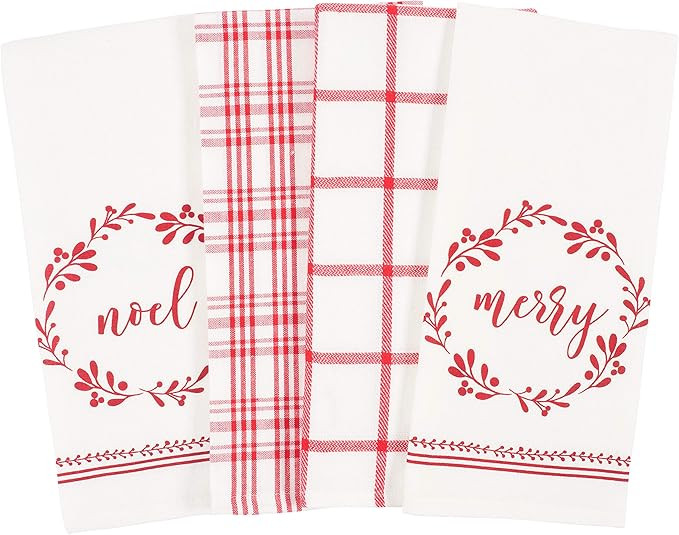 KAF Home Mixed Kitchen Holiday Dish Towel Set of 4, 100-Percent Cotton, 18 x 28-inch - Merry & No... | Amazon (US)