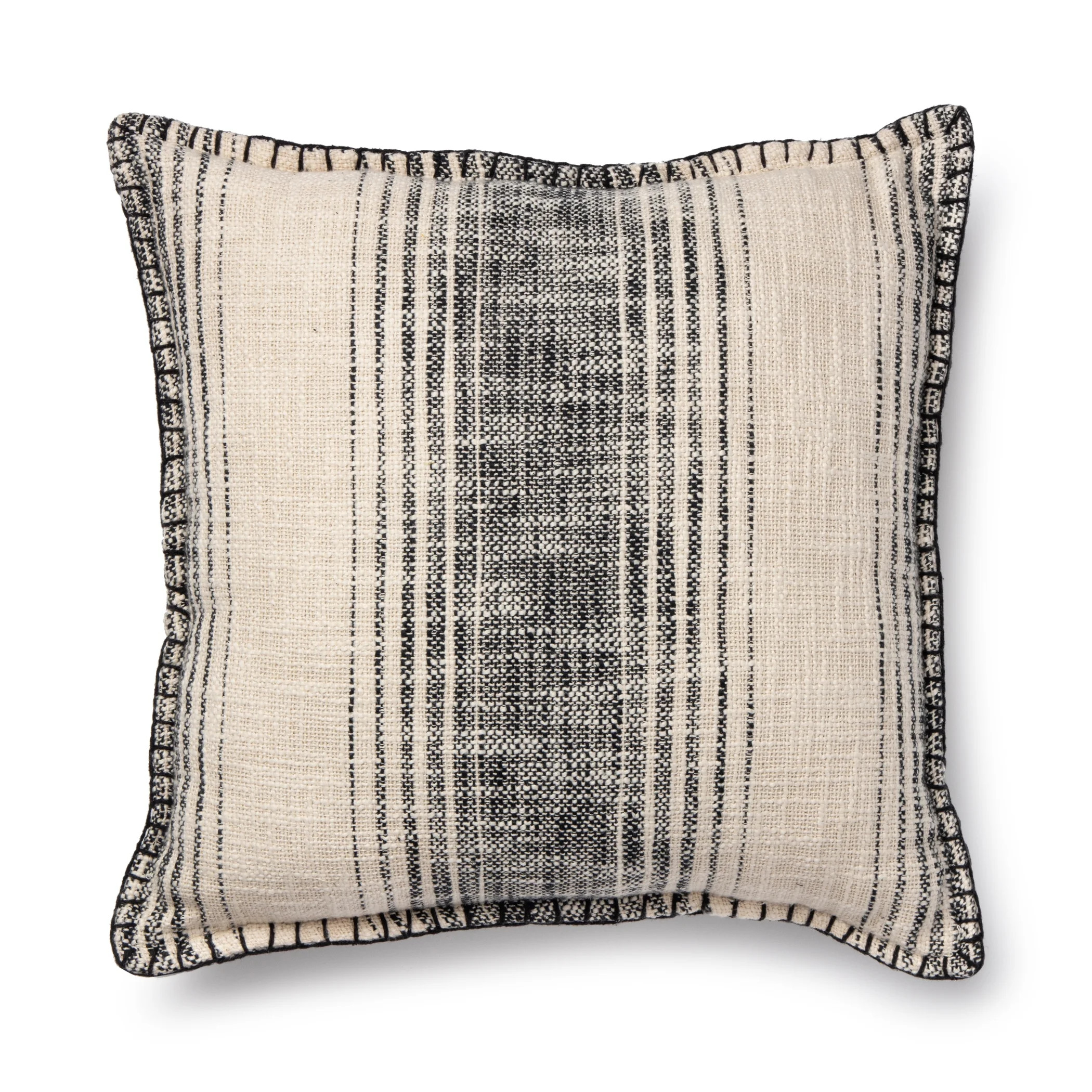 Better Homes & Gardens Reversible Stripe Decorative Square Pillow, 20" x 20", Black, 1 per Pack | Walmart (US)