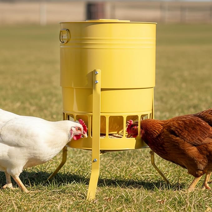Chicken Feeder No Waste for Coop & Outdoors, 16 Port 50lbs Poultry Feeder with Spill-Control Desi... | Amazon (US)