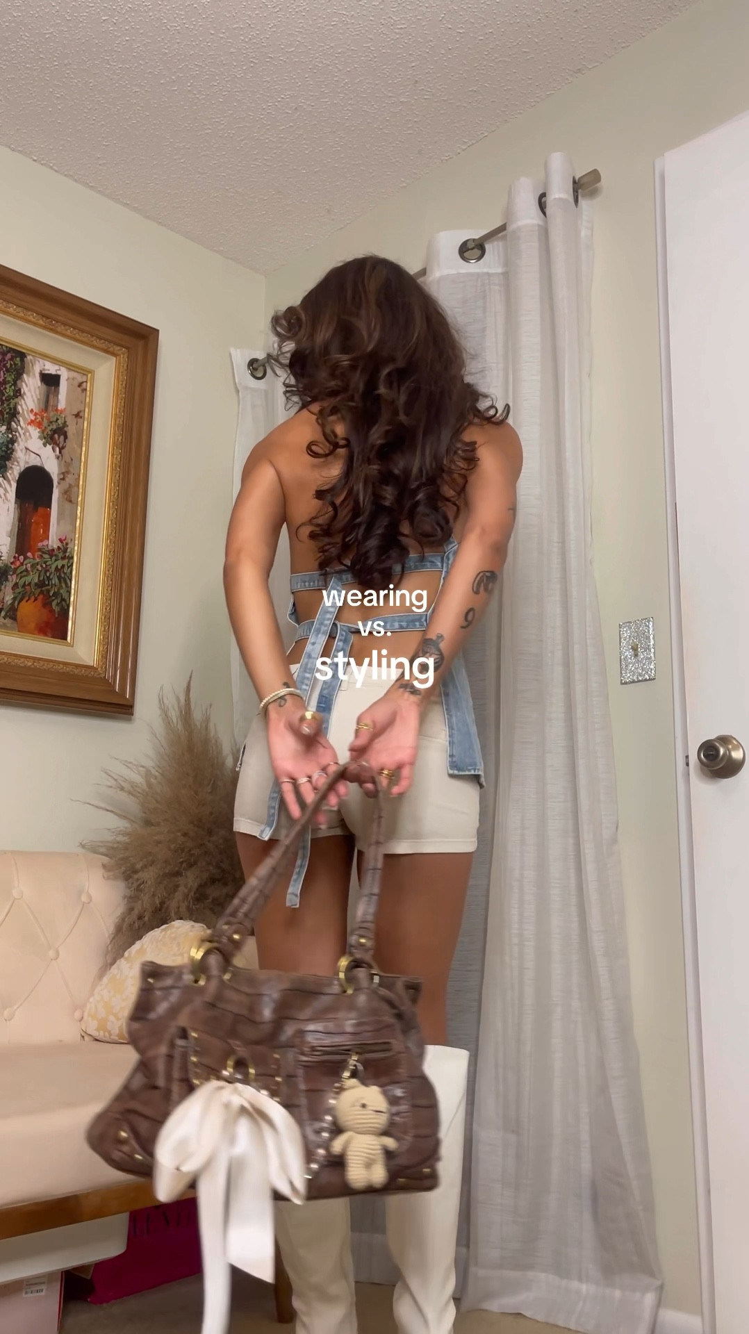 the denim top of my DREAMS 💓
• bag & shorts are thrifted, boots are old — linked similar! x