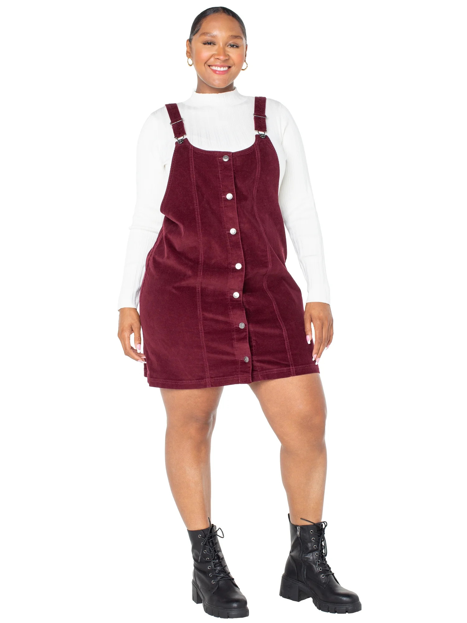 Celebrity Pink Women's and Women's Plus Pinafore Dress, Sizes XS-3X - Walmart.com | Walmart (US)