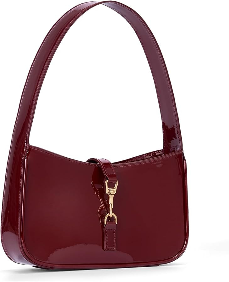 JQWSVE Shoulder Bags for Women Burgundy Purse Trendy Small Handbag Faux Leather Shoulder Purse Ev... | Amazon (US)