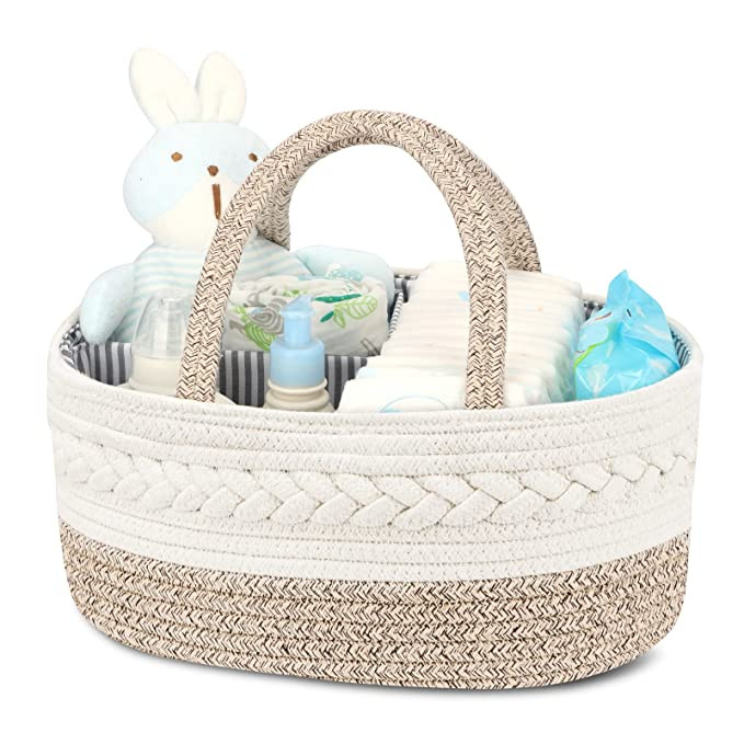Maliton Diaper Caddy Organizer for Baby, Cotton Rope Baby Gift Basket, Portable Diaper Organizer ... | Amazon (US)