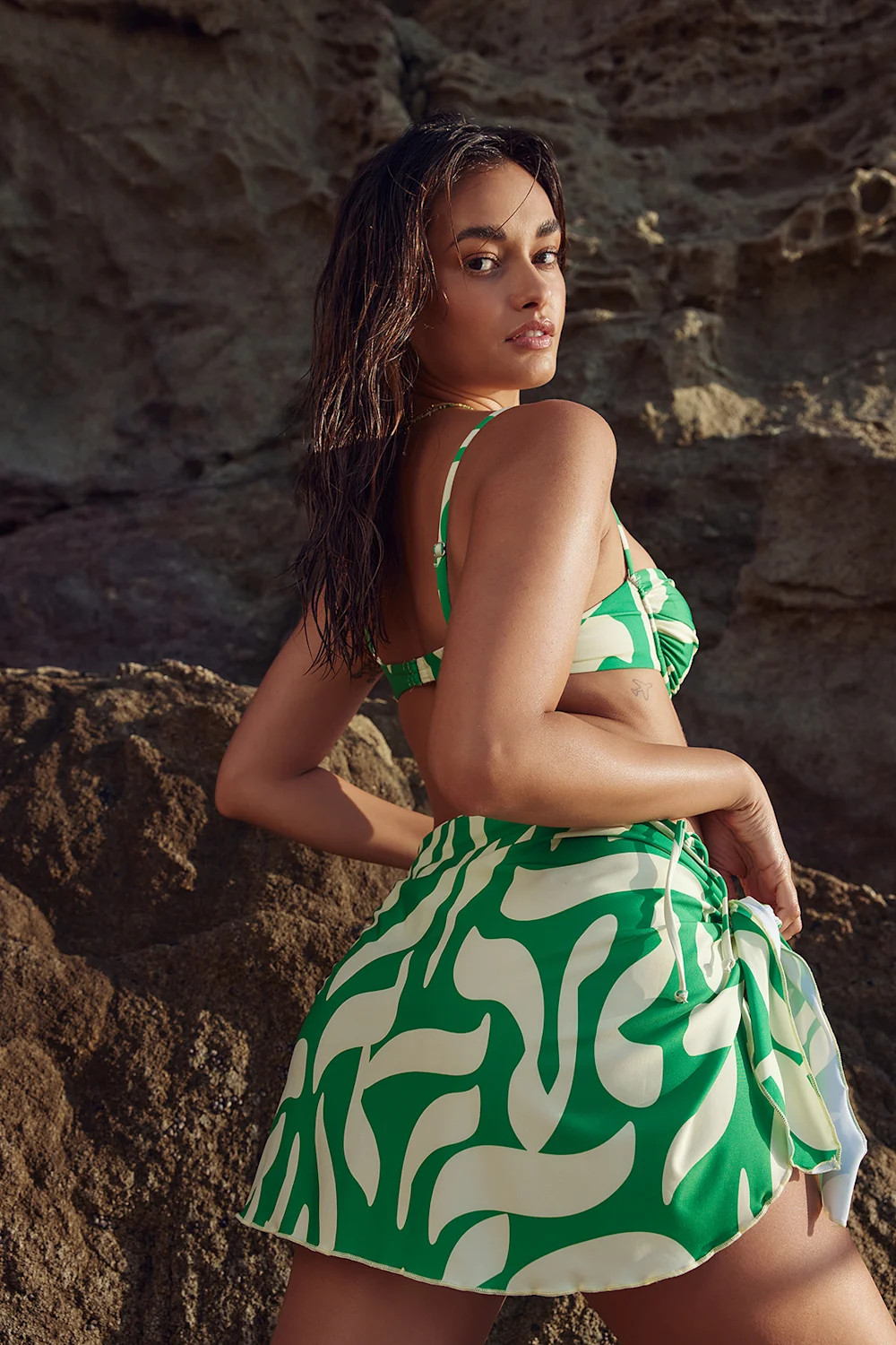 Beachy Bestie Green and Ivory Abstract Swim Cover-Up | Lulus (US)