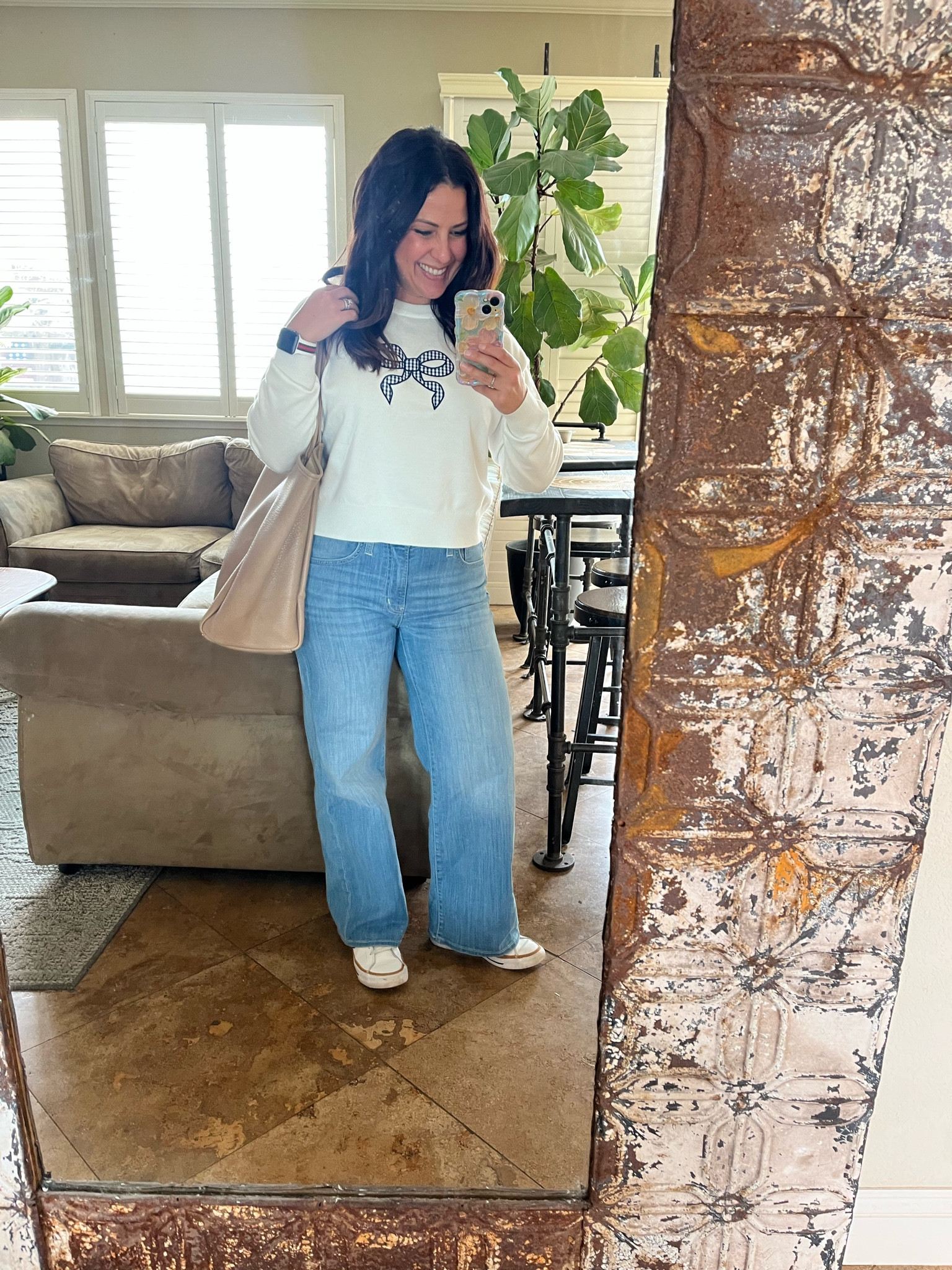 I forgot I had this bow sweater in my closet! I linked a similar option that comes in lots of colors, along with my exact tote, jeans and sneakers.


#LTKStyleTip #LTKOver40 #LTKPetite