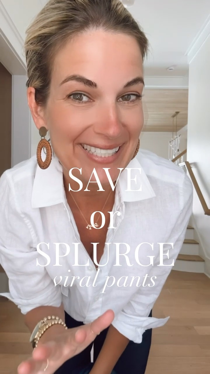 These pants are great! The fit is comfy and flattering.  I prefer the bouncy material and long inseam option on the splurge. I am 5’11” in 4 long and I have size small in the save. Small linen shirt. Sandals true to size.

#LTKOver40 #LTKTall #LTKWorkwear