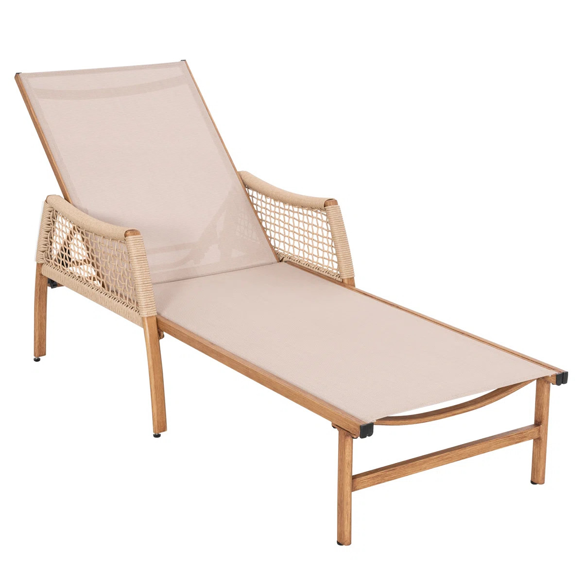 Patio Time Outdoor Reclining Chaise Lounge, 6-position Adjustable Backrest And Zippered Cushion, ... | Wayfair North America