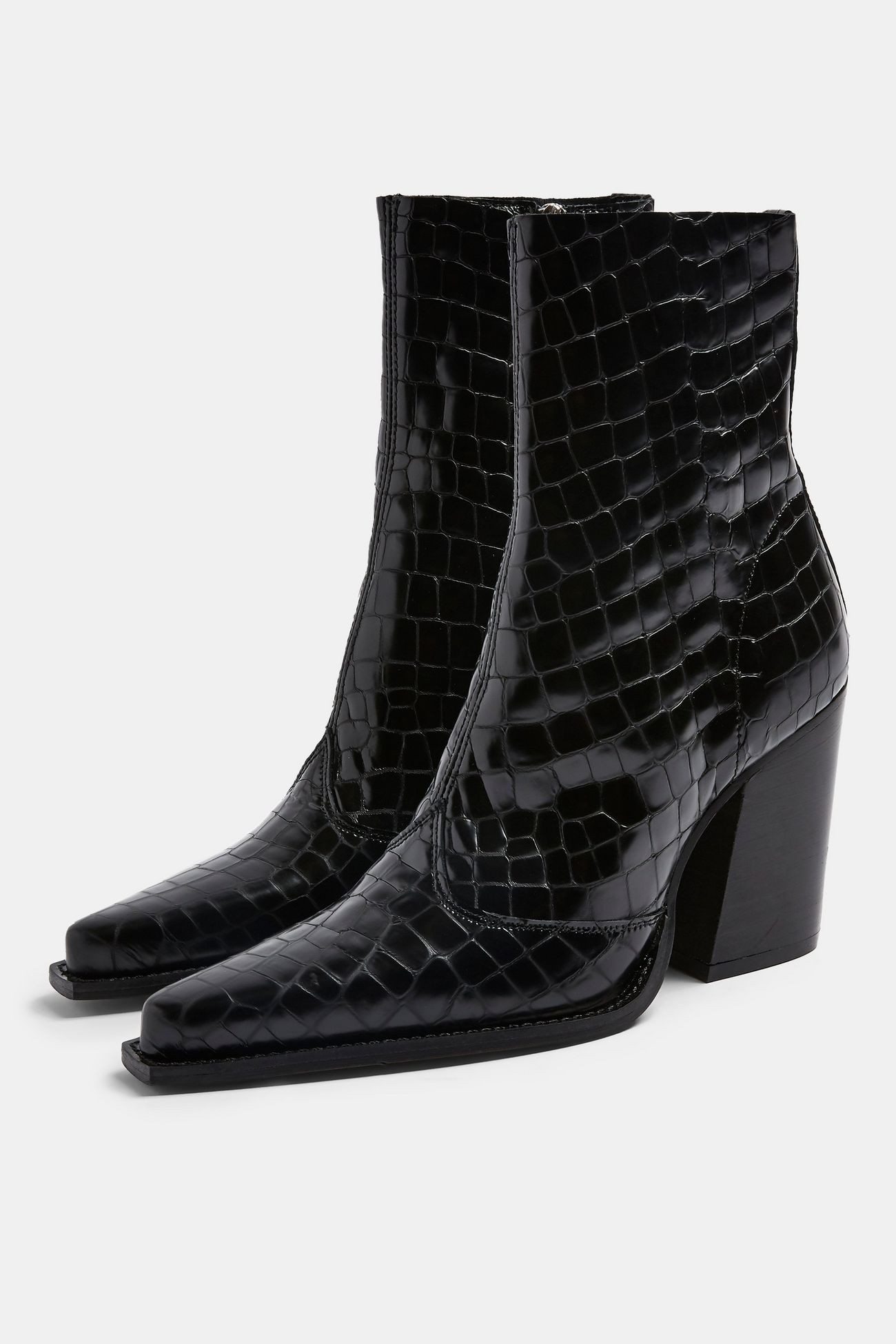 HUNGARY Black Crocodile Leather Western Boots | Topshop UK