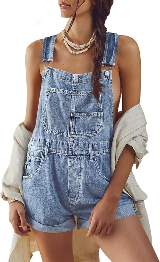 Cicy Bell Womens Denim Bib Overall Shorts Casual Classic Adjustable Straps Cuffed Hem Jean Shorta... | Amazon (US)