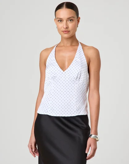 Polka Dot Satin Halter Top | Glassons (Australia)