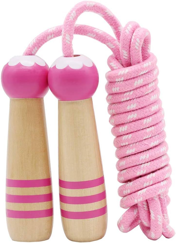 Jump Rope Kids, 7ft Adjustable Cotton Skipping Rope with Wooden Handle for Boys and Girls Fitness... | Amazon (US)