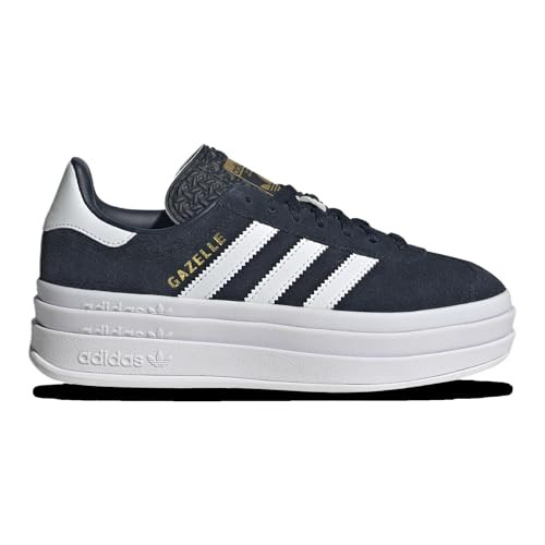 adidas Originals Gazelle Bold - Girls' Grade School (JQ7405, White/Gold Metallic/Aurora Ink) Size 5 | Amazon (US)