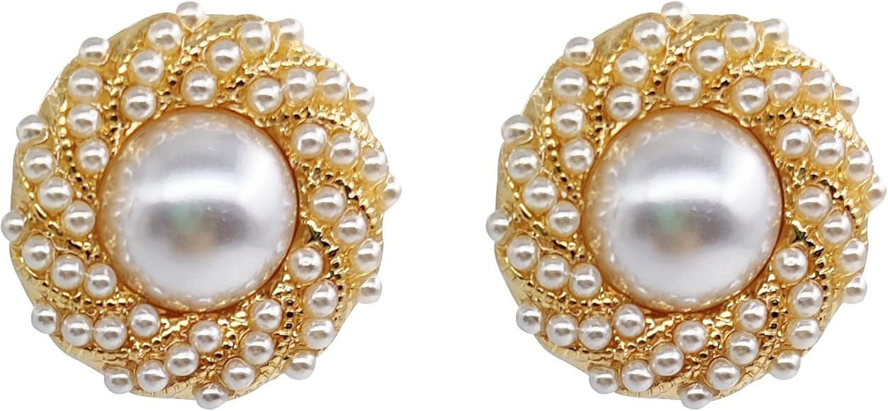 YOUMOCD Stud Earrings for Women Black Round Pearl Earings Fashion Jewelry | Amazon (US)