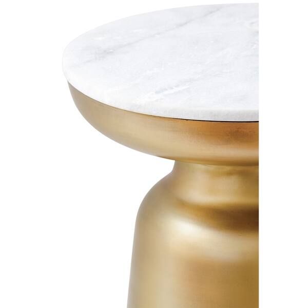 Poly and Bark Signy Drum Stool with Marble Top in Antique Brass | Bed Bath & Beyond