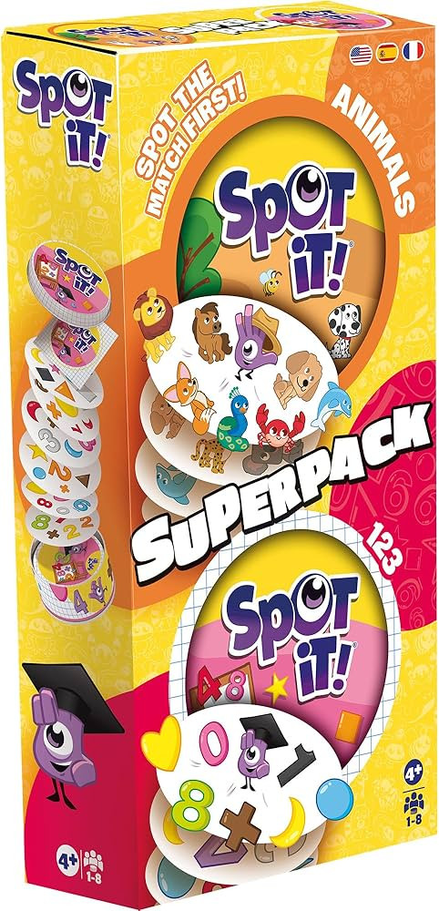 Spot It! Super Pack Kids (2024 Refresh) Eco Big Box - Includes Animals and 1,2,3 Editions, Family... | Amazon (US)