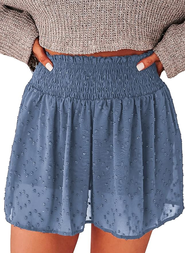 Asvivid Casual Elastic High Waist Sheer Mesh Swiss Dot Shorts Summer Loungewear Casua Shorts for ... | Amazon (US)