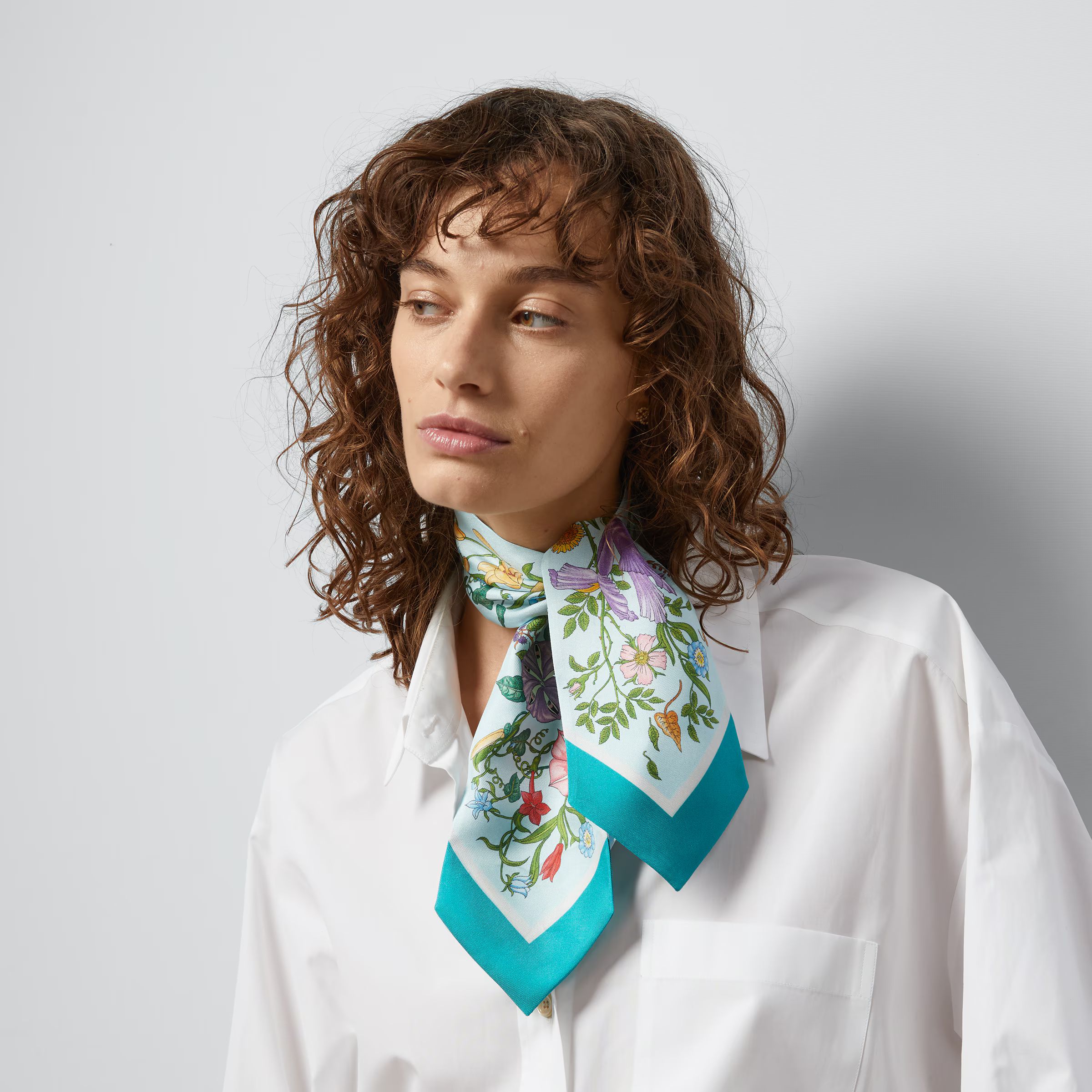 Floral print silk neck bow | Gucci (US)