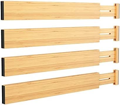 BAMEOS Drawer Dividers Bamboo Separators Organization Expandable Organizers for Kitchen Bedroom Bath | Amazon (US)