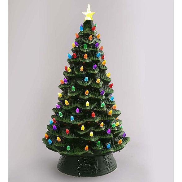 Plow & Hearth - 20" Indoor / Outdoor Battery-Operated Lighted Ceramic Christmas Tree | Target