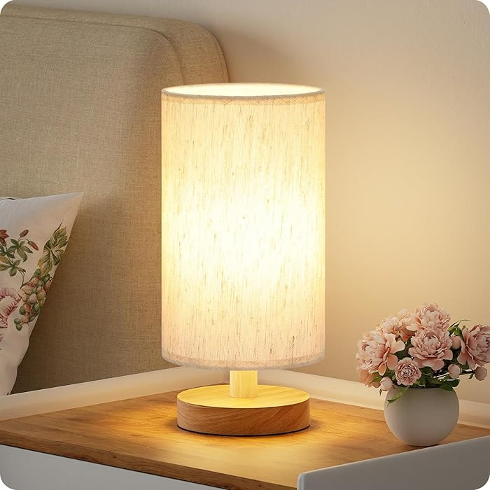 Fenmzee Small Table Lamp for Bedroom - Inline Control, Bedside Lamp with 3000K A15 LED Blub, Easy... | Amazon (US)
