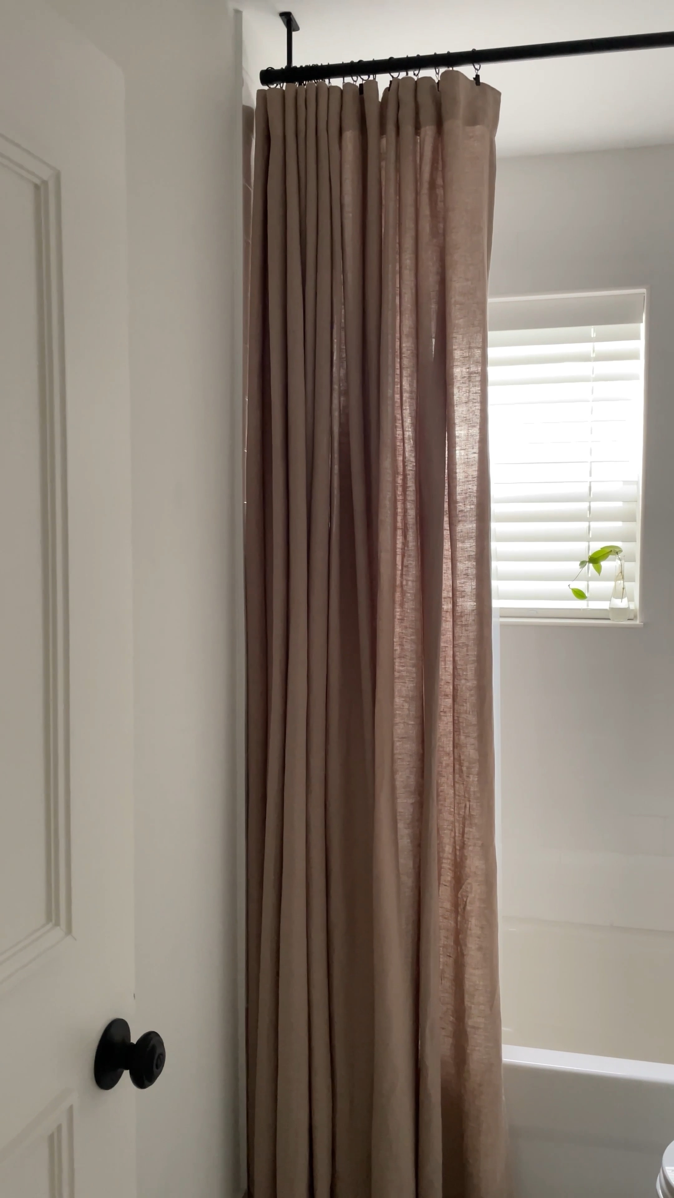 Amazon ceiling-mounted curtain rods. Click the gold rod so see all 6 colours. 

Affordable custom linen curtains. 

#LTKHome