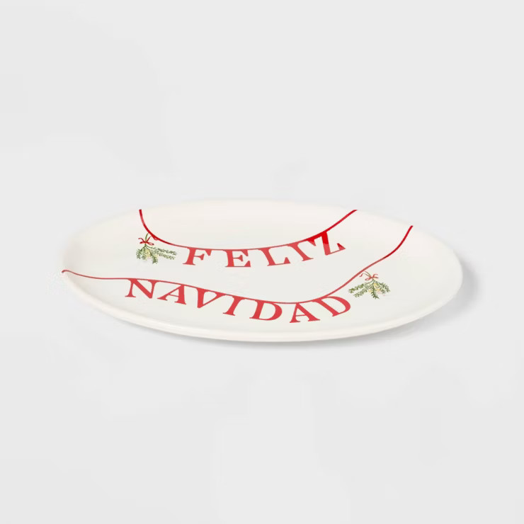 14" x 9" Stoneware 'Feliz Navidad' Serving Platter - Threshold™ | Target