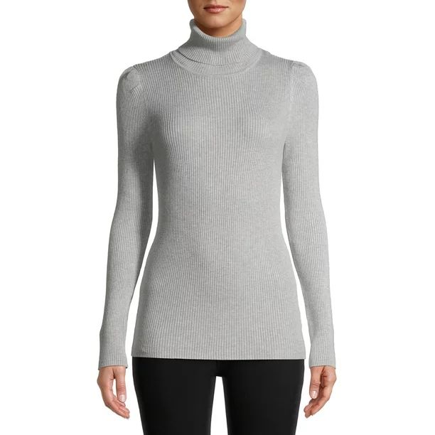Time and Tru Women's Puff Sleeve Turtleneck Sweater | Walmart (US)