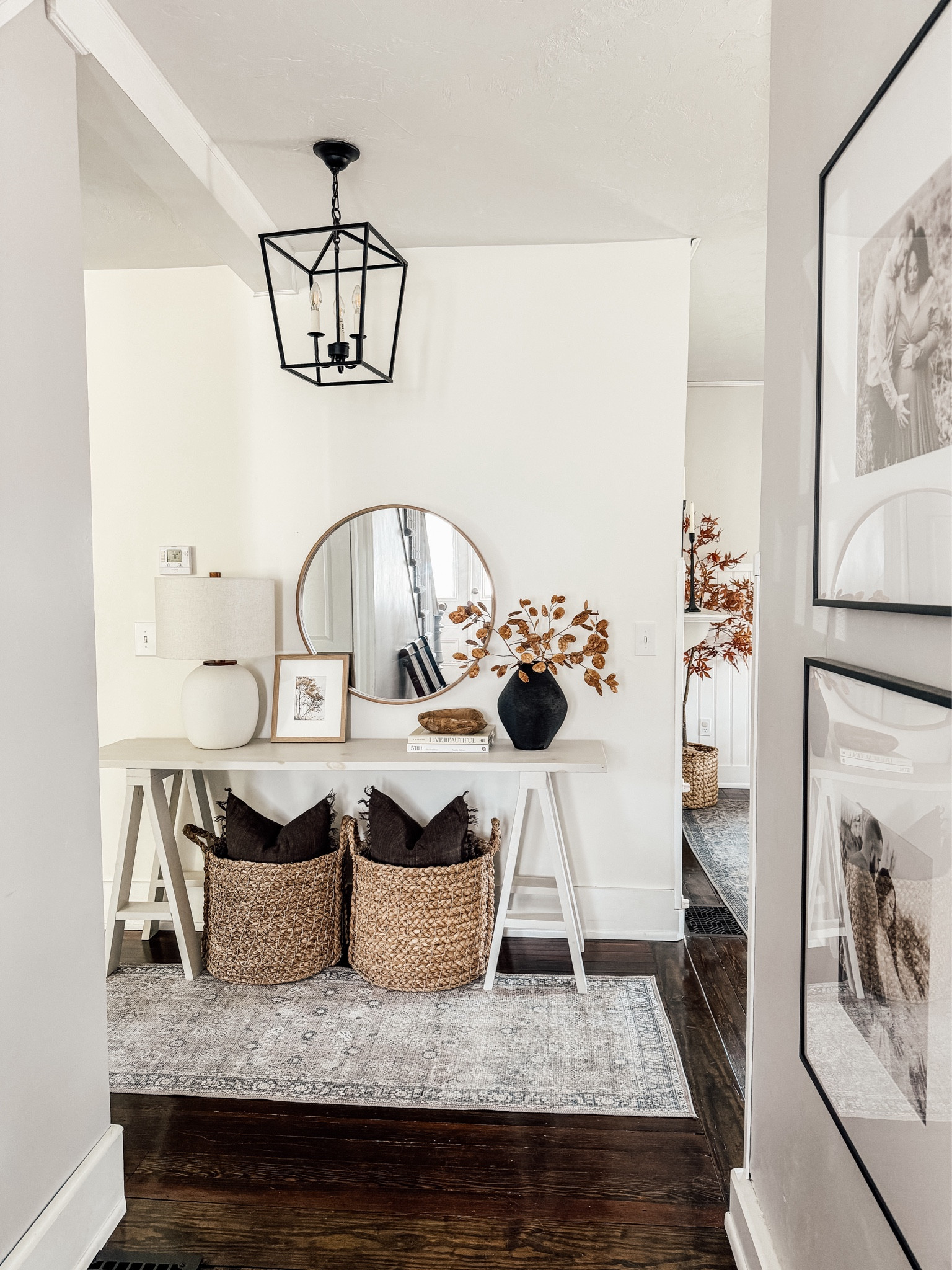 Fall Entryway, Fall Console Table. Faux Fall Stems and Fall Art Work

#LTKHome #LTKSeasonal