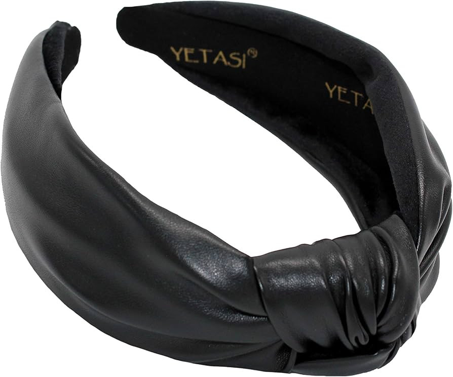Headbands for Women Black Trendy Head bands for Women's Hair Leather Knotted Headband for Women i... | Amazon (US)