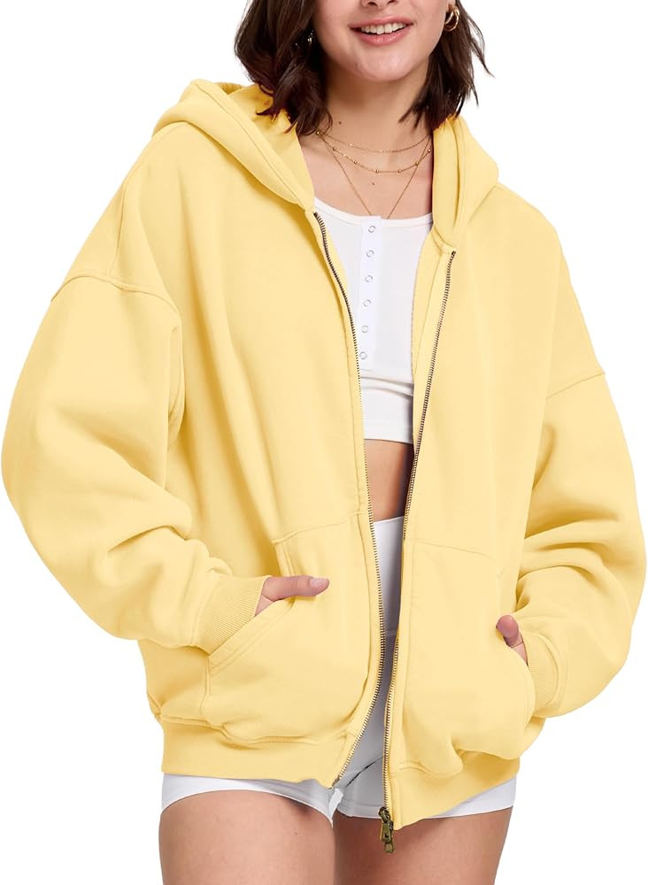 FAIABLE Womens Mens Double Zip Up Hoodie Oversized Acid Wash Heavyweight Hoodie Distress Cotton F... | Amazon (US)