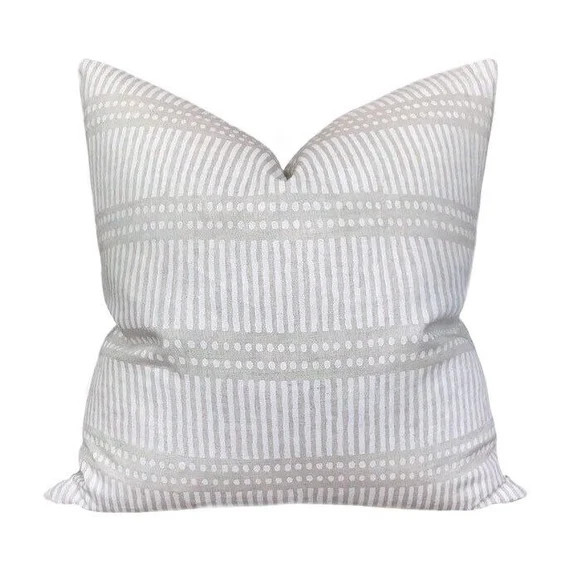 Walter G Textiles Designer Pillows // Dash Dot Chalk Linen // Neutral Decorative PIllows // Triba... | Etsy (US)