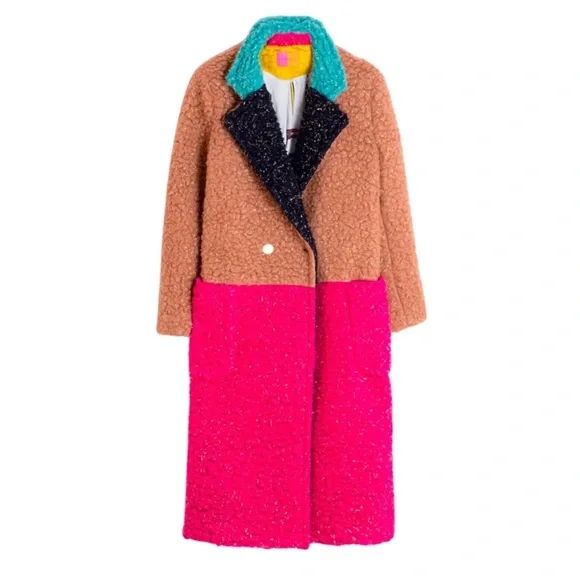 SOLD OUT! VILAGALLO Color blocked Wool Pink Pea Coat? Golden Lurex Shine S / 36 | Poshmark