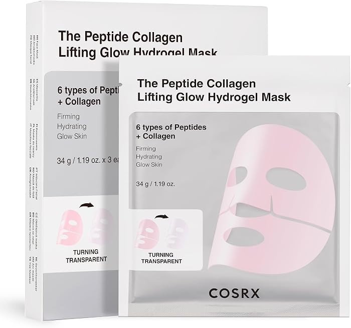 COSRX Pink Peptides Collagen Lifting Glow Hydrogel Face Masks 3 EA | Amazon (US)