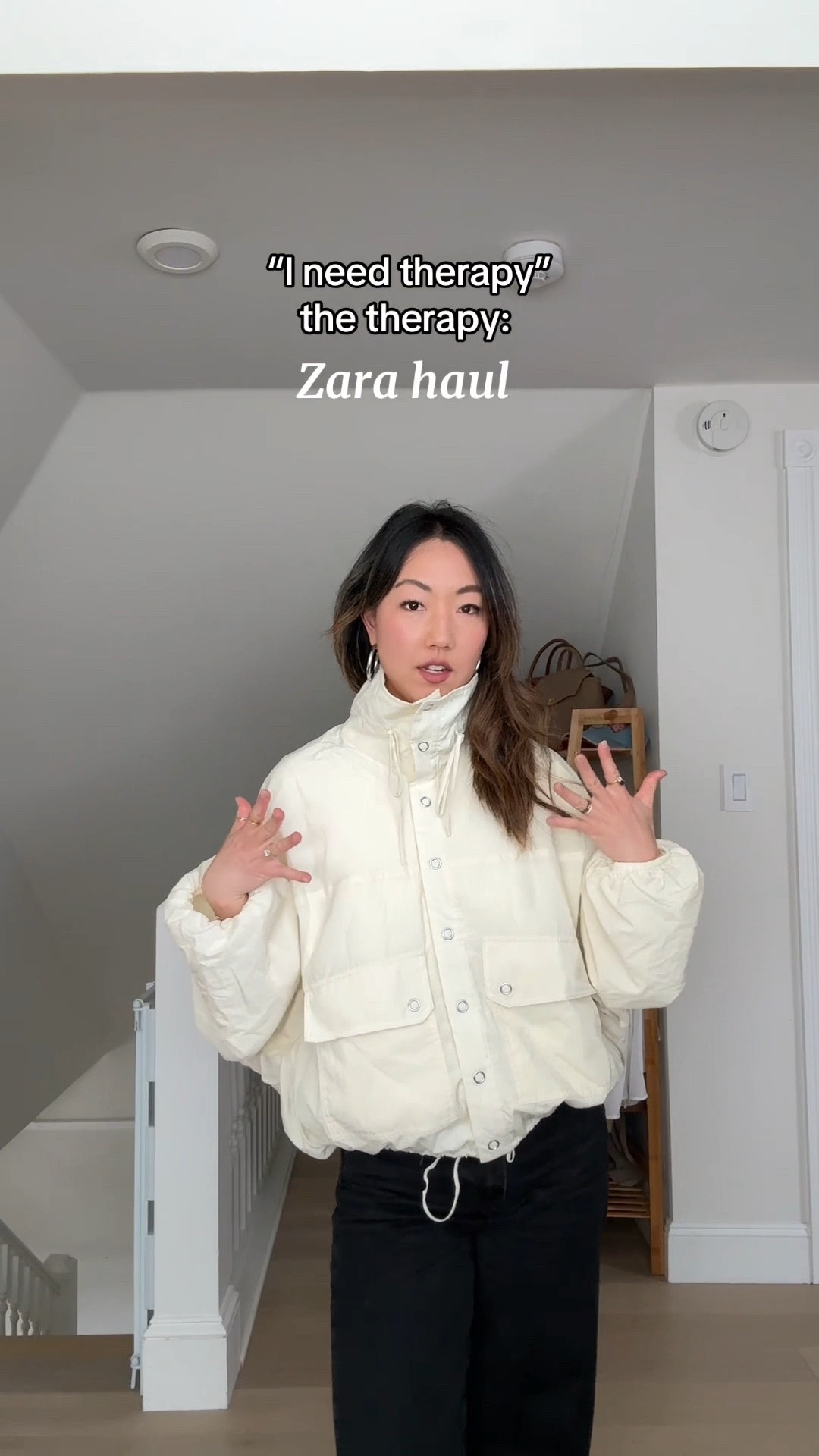 Wearing size XS in both jackets, the skirt, and pants. 
Wearing size S in the red top and shorts  