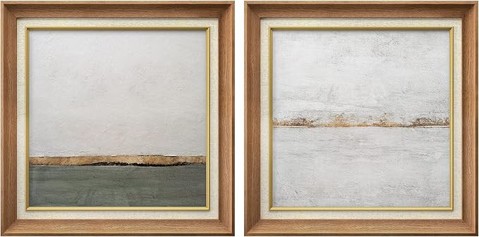 MUDECOR Premium Framed Wall Art Minimal Pastel White Paint Stroke Landscape Classic Vintage Illus... | Amazon (US)