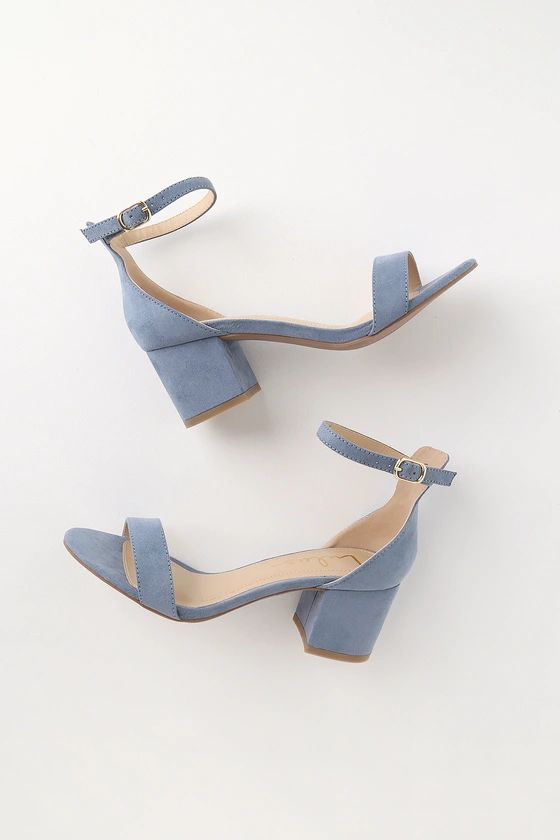 Harper Light Blue Suede Ankle Strap Heels | Lulus (US)