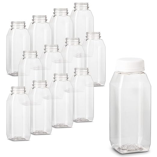 8 oz Empty Clear PET Plastic Juice Bottles with Tamper Evident Caps by MT Products - Set of 12 Bo... | Amazon (US)