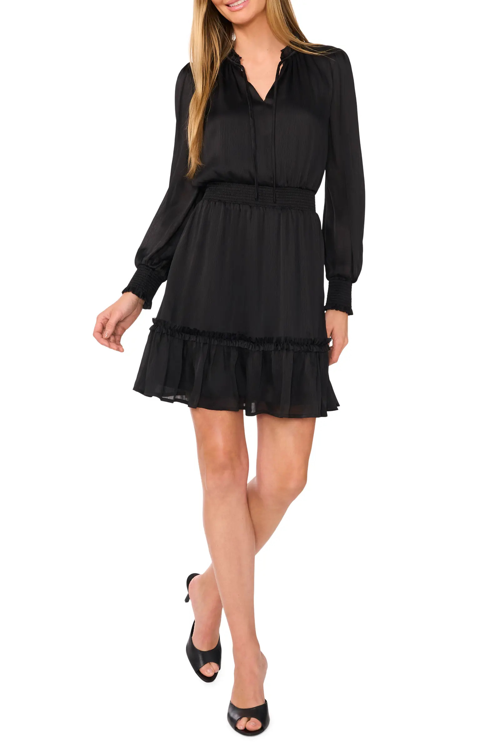 Long Sleeve Split Neck Dress | Nordstrom