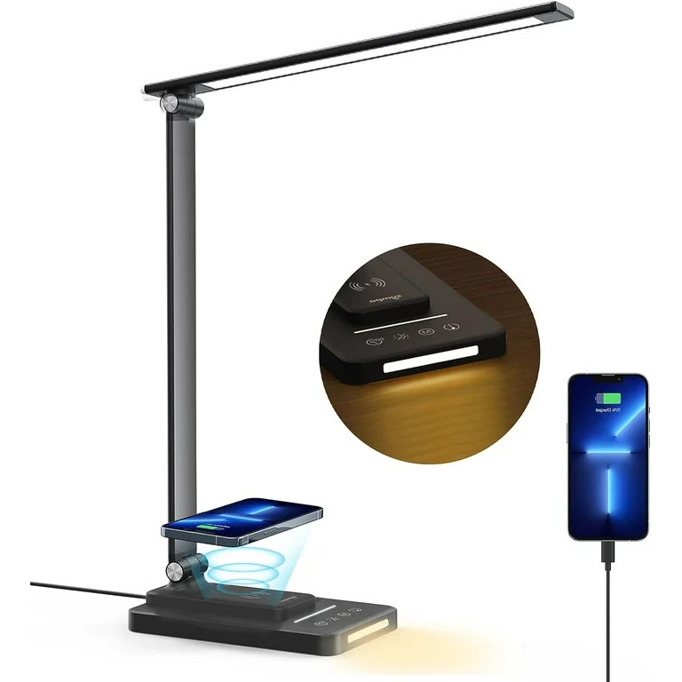 TaoTronics Desk Lamp, Reading Light with Wireless Charger, Dimmable Lamp with 5 Lighting Modes 5 ... | Walmart (US)