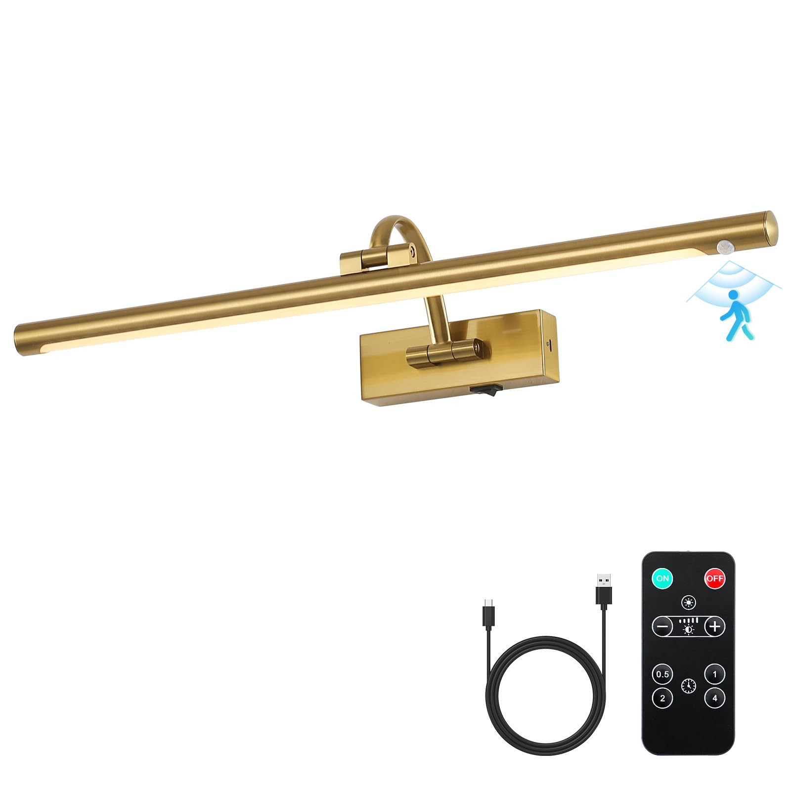 Wireless Brass Picture Lights for Wall Motion Activated, Motion Sensor Art Lights Auto-Off Galler... | Amazon (US)